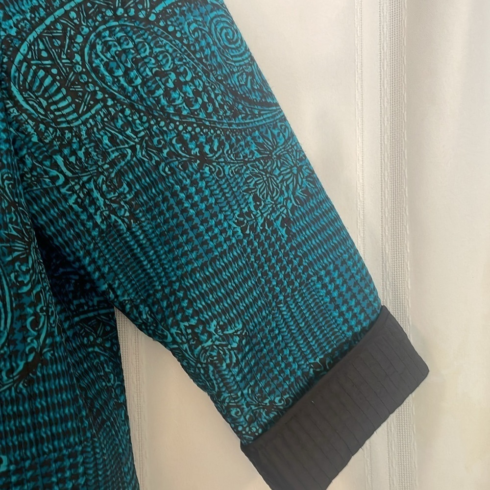 2X Jacket Pit to Pit 25 3/4’ Teal Blue and Black Reversible Preworn - Picture 7 of 13